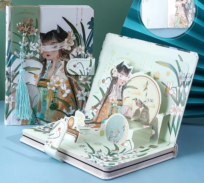 Falling Flowers And Singing - 32K PU Magnetic Buckle Book