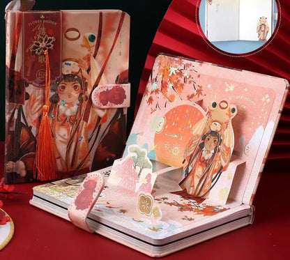 Falling Flowers And Singing - 32K PU Magnetic Buckle Book