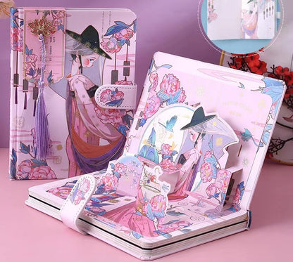 Falling Flowers And Singing - 32K PU Magnetic Buckle Book