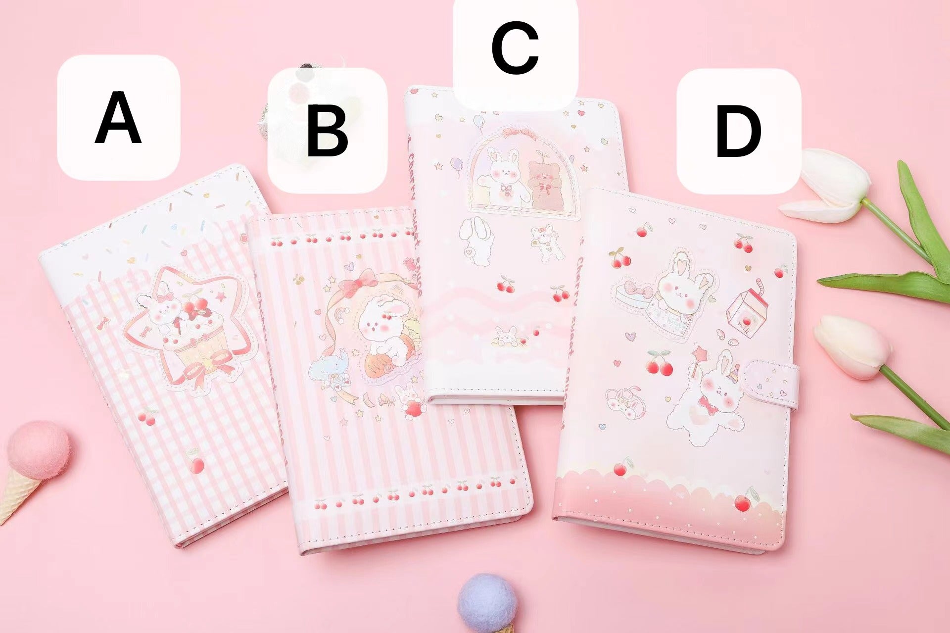 Lovely Cherry - 32K PU Magnetic Buckle Book