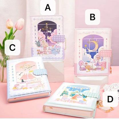Cat Climbing Window - 36K 224 Page Magnetic Buckle Notebook - Cute Student Notebook