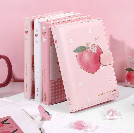 Peach Planner - Soft Leather Cover - A5 magnetic buckle Pink notebooks  - 228 Pages - Bullet Journal - no lines no dots