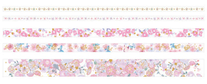 5 Rolls Pink&Gold Flower Washi Tape Set-Washi Tape, Stickers, Planner and more - Christmas Gift - Birthday Gift - Craft and DIY