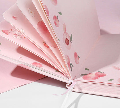 Peach Planner - Soft Leather Cover - A5 magnetic buckle Pink notebooks  - 228 Pages - Bullet Journal - no lines no dots