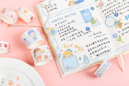 Blue Candy Girl Washi Tape Set 10 Rolls 2meters , Various Widths Orange Masking Tape , Planner Tape Gift Wrap , Journal DIY Tape, Stationery