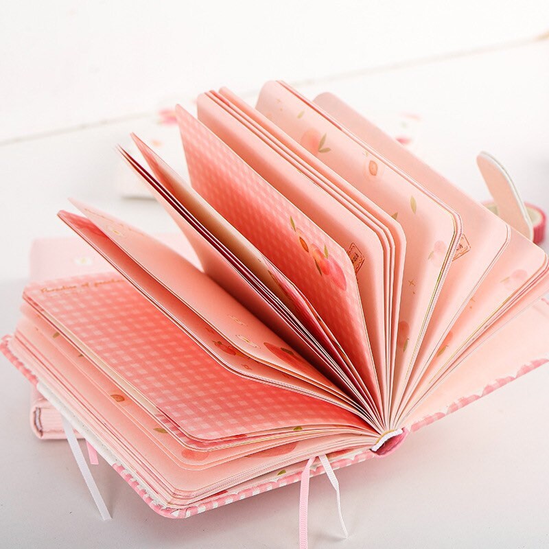 Peach Planner - Soft Leather Cover - A5 magnetic buckle Pink notebooks  - 228 Pages - Bullet Journal - no lines no dots