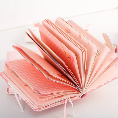Peach Planner - Soft Leather Cover - A5 magnetic buckle Pink notebooks  - 228 Pages - Bullet Journal - no lines no dots