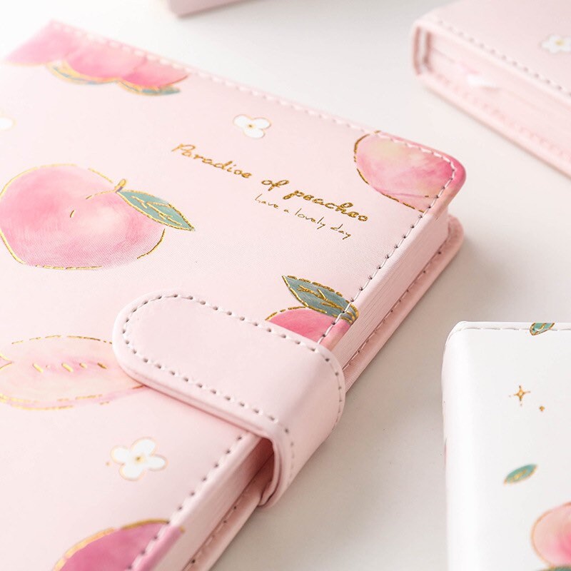 Peach Planner - Soft Leather Cover - A5 magnetic buckle Pink notebooks  - 228 Pages - Bullet Journal - no lines no dots