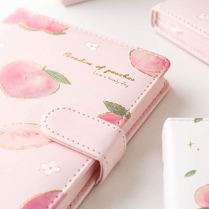 Peach Planner - Soft Leather Cover - A5 magnetic buckle Pink notebooks  - 228 Pages - Bullet Journal - no lines no dots