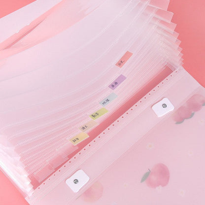 A4 Cute Pink Peach File Folder - 13 Pocket Folder