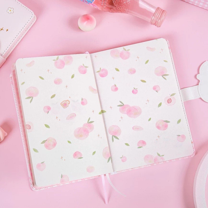 A5 Peach Planner - Soft Leather Cover - 228 Pages - A5 magnetic buckle Pink notebooks  - Bullet Journal - no lines no dots