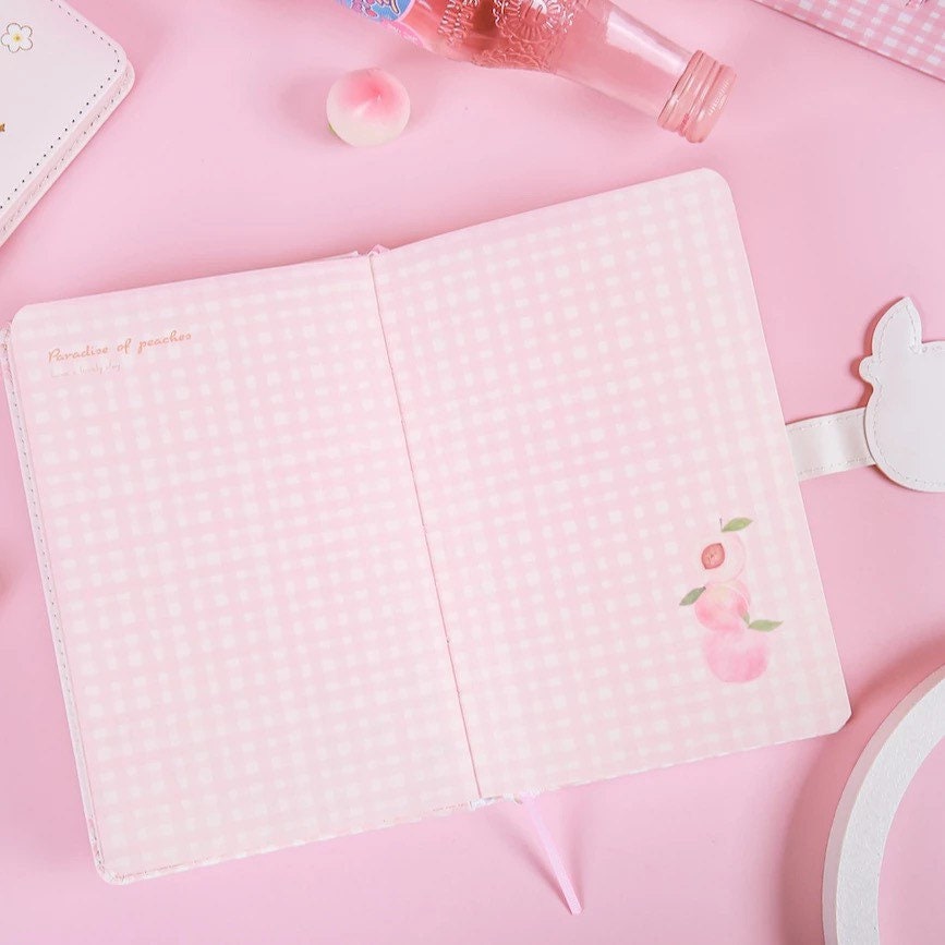A5 Peach Planner - Soft Leather Cover - 228 Pages - A5 magnetic buckle Pink notebooks  - Bullet Journal - no lines no dots