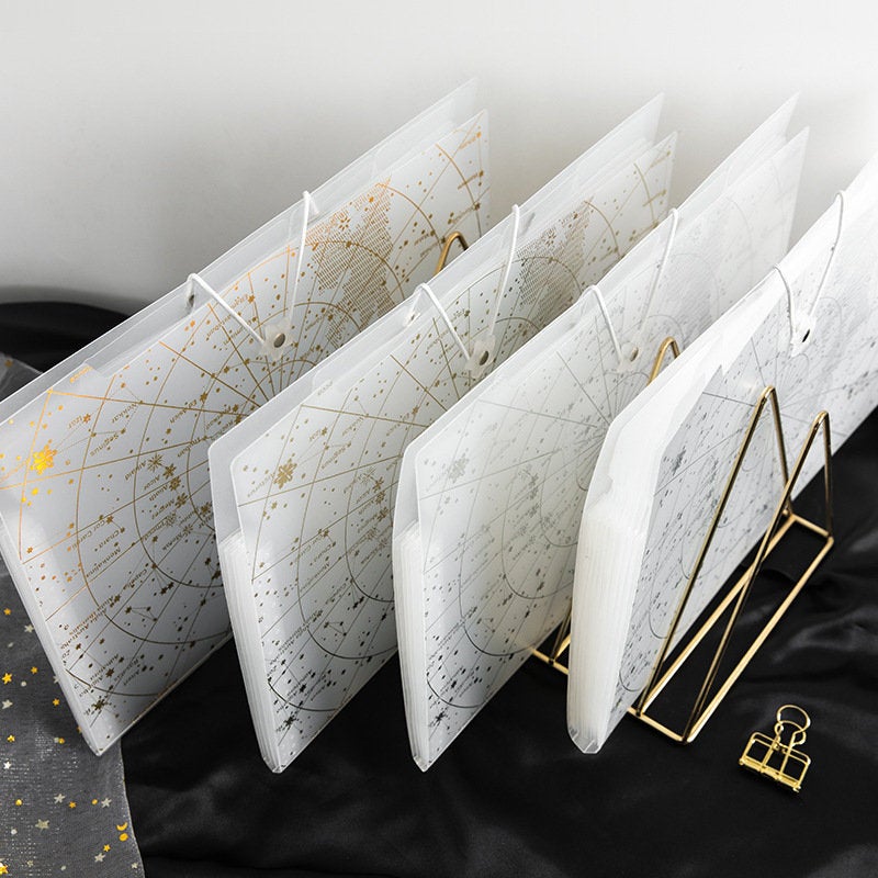 Gold and Silver Stars File Folder - 12 Pocket Folder