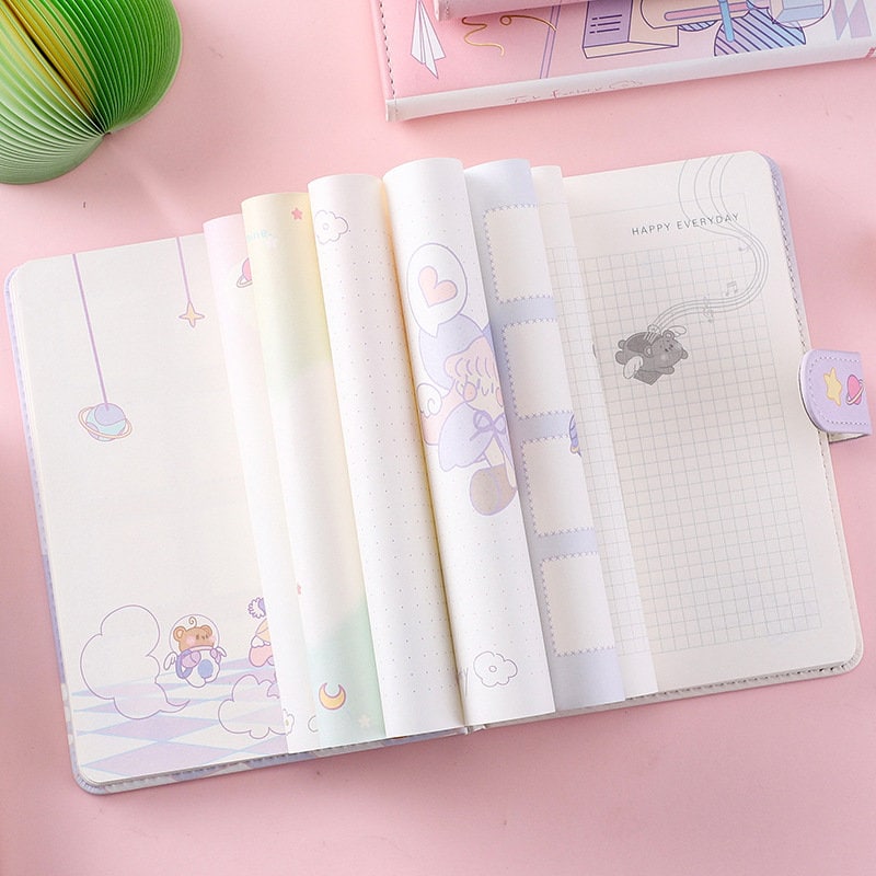 Magic Girl Journal - Soft Leather Cover Planner- 224 Pages A5 magnetic buckle notebooks  - Bullet Journal with lines or dots- Pink Notebook