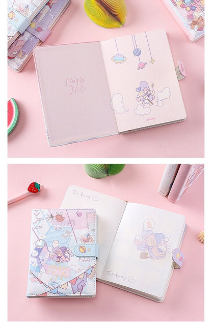 Magic Girl Journal - Soft Leather Cover Planner- 224 Pages A5 magnetic buckle notebooks  - Bullet Journal with lines or dots- Pink Notebook
