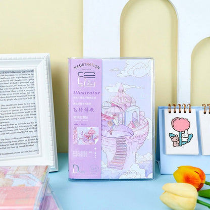 Flying Castle Journal - A5 Diary Cute Notebooks - 256 Pages Crystal Transparent Cover with Silver Foil - Bullet Journal