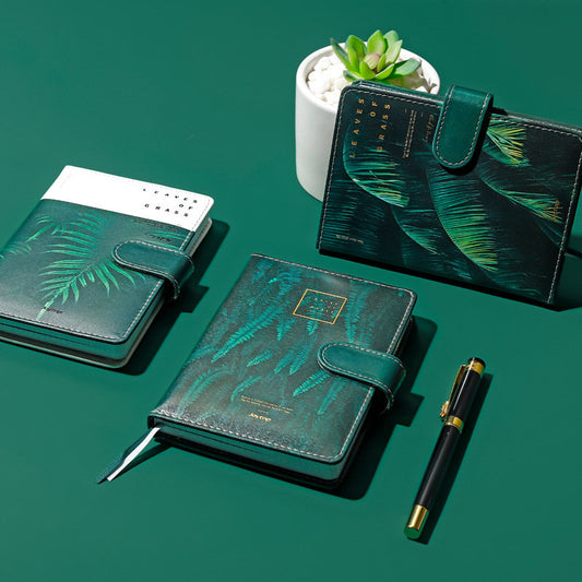 Tropical Leaf Planner - Soft Leather Cover