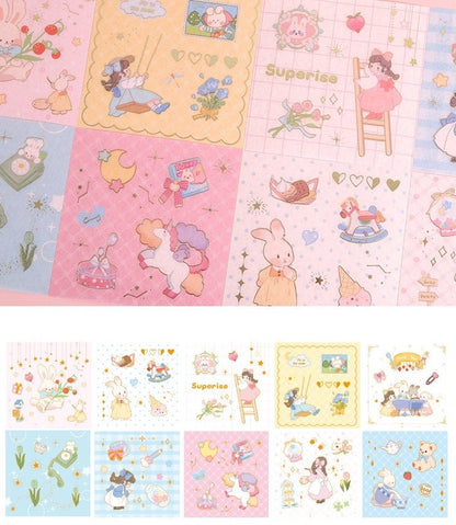 Peach Tea Party Washi Tape Set - 10 Rolls Washi Tape, 10 Stickers, Planner and more - Christmas Gift - Birthday Gift - Craft and DIY