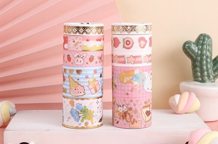 Peach Tea Party Washi Tape Set - 10 Rolls Washi Tape, 10 Stickers, Planner and more - Christmas Gift - Birthday Gift - Craft and DIY