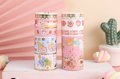 Peach Tea Party Washi Tape Set - 10 Rolls Washi Tape, 10 Stickers, Planner and more - Christmas Gift - Birthday Gift - Craft and DIY