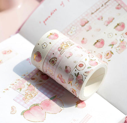 Peach Washi Tape Set 10 Rolls 2meters , Various Widths Pink Masking Tape , Planner Tape Gift Wrap , Journal DIY Tape, Stationery