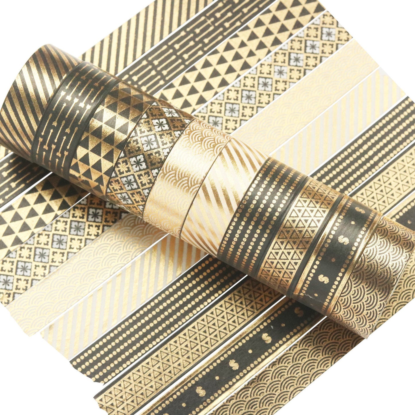 10 Roll Gold Foil Washi Tape Set