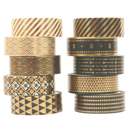 10 Roll Gold Foil Washi Tape Set