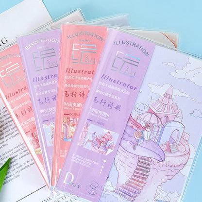 Flying Castle Journal - A5 Diary Cute Notebooks - 256 Pages Crystal Transparent Cover with Silver Foil - Bullet Journal