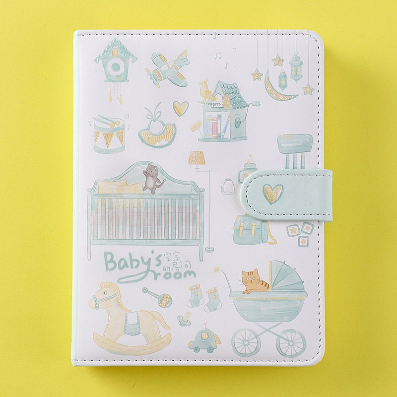 Cute Room Journal - 224 Pages Soft Leather Cover Planner- Purple and Blue A5 magnetic buckle notebooks  - Bullet Journal with lines