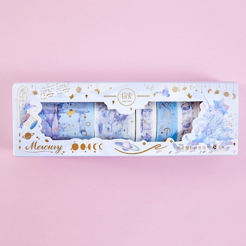 Mercury World Washi Tape Set - 8 Rolls Washi Tape for Bullet Journal and Planner- Christmas Gift - Birthday Gift - Craft and DIY