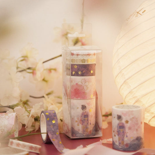 Beauty Washi Tape Set - 6 Rolls Washi Tape Set for Bullet Journal and Planner - Japanese Cherry Blossom - Christmas Gift - Craft and DIY