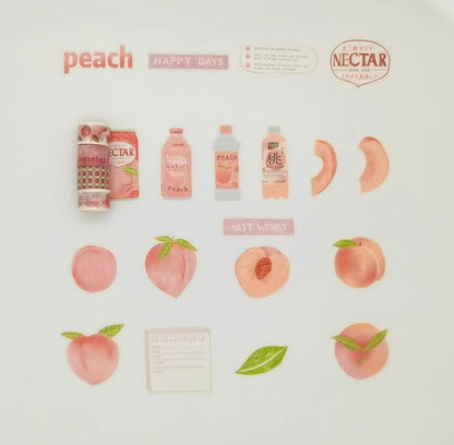 Pink Peach Washi Tape and Sticker Set for Traveler Notebook, Journal, Scrapbook, Crafting, Photo