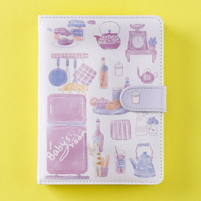 Cute Room Journal - 224 Pages Soft Leather Cover Planner- Purple and Blue A5 magnetic buckle notebooks  - Bullet Journal with lines