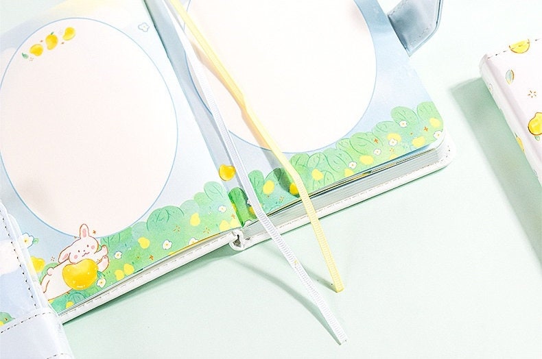 Lemon Girl Planner - Soft Leather Cover - A5 magnetic buckle Cute notebooks  - 228 Pages - Bullet Journal - no lines no dots