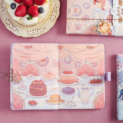 Rococo Waltz Planner with Metal Bookmark and 3D Card - 196 Pages Soft Leather Cover - A5 magnetic buckle Pink notebooks  - Bullet Journal