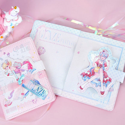 Milkglass Fantasy Planner - 224 Pages A5 magnetic buckle Pink notebooks with Soft Leather Cover - Bullet Journal DIY - Cute notebooks