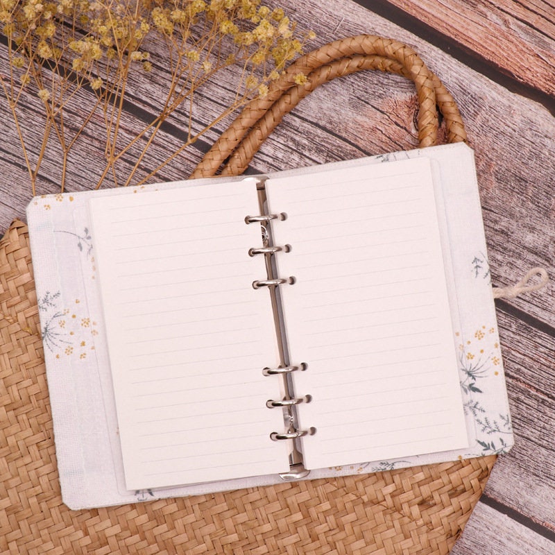Embroid Buttercup Notebook- 180 Pages Loose Leaf A5 Cloth Cover Buckle Journal - Flower Planner- Bullet Journal - Craft DIY Stationery