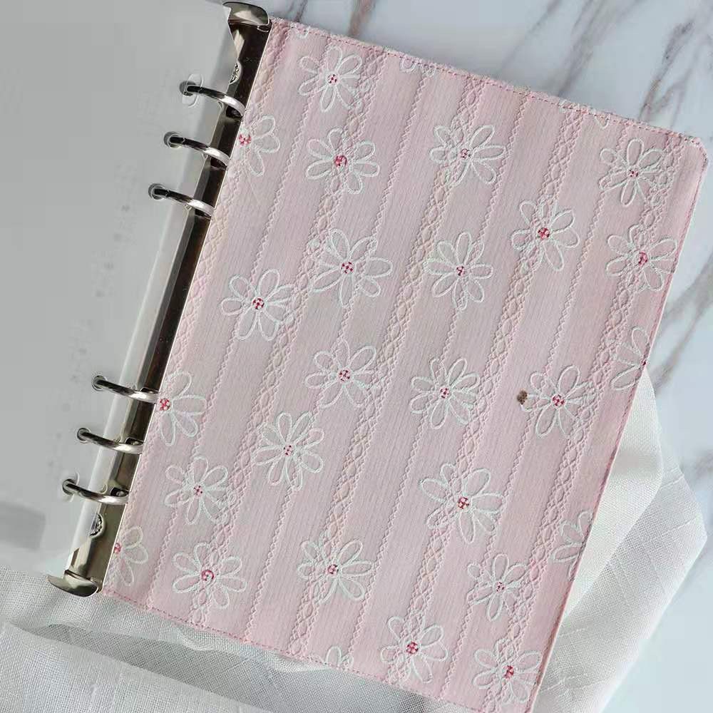 Embroid Sakura Notebook- 180 Pages Loose Leaf A5 Cloth Cover Buckle Journal - Flower Planner- Bullet Journal - Craft DIY Stationery