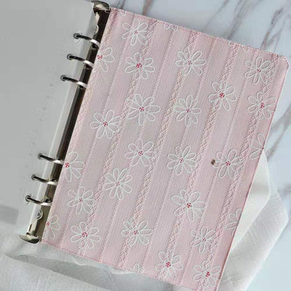 Embroid Sakura Notebook- 180 Pages Loose Leaf A5 Cloth Cover Buckle Journal - Flower Planner- Bullet Journal - Craft DIY Stationery