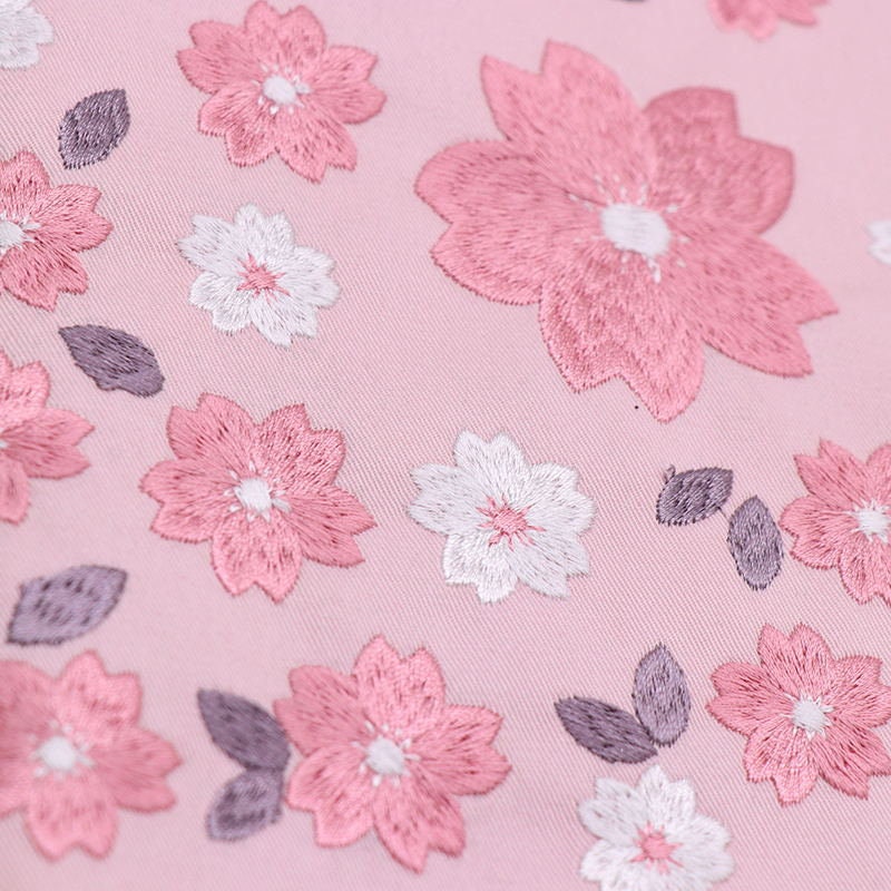 Embroid Pink Sakura Notebook- 180 Pages Loose Leaf A5 Cloth Cover Buckle Journal - Flower Planner- Bullet Journal - Craft DIY Stationery