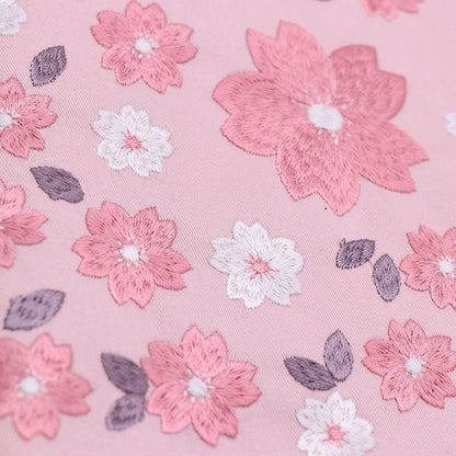 Embroid Pink Sakura Notebook- 180 Pages Loose Leaf A5 Cloth Cover Buckle Journal - Flower Planner- Bullet Journal - Craft DIY Stationery