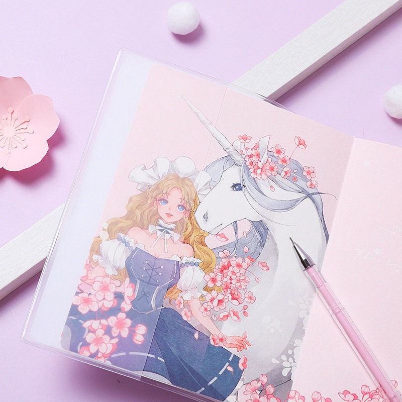 Princess Unicorn Notebook with Black Gel Pen - 224 Pages A5 Buckle Notebooks with PVC cover - Bullet Journal - Planner To Do lis