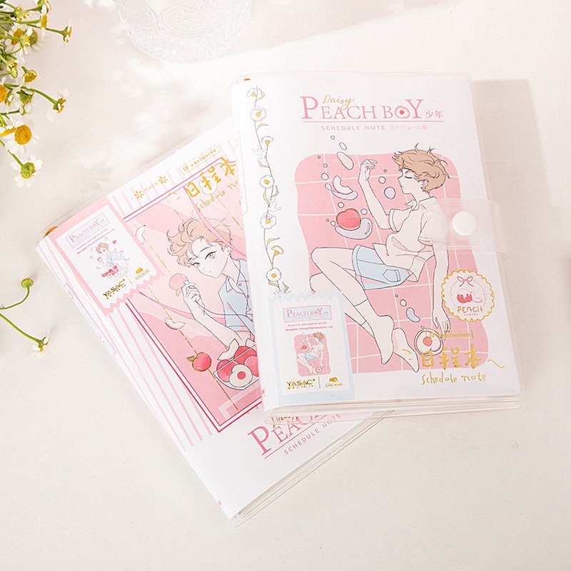 Peach Boy Notebook - 224 Pages A5 Buckle Notebooks with PVC cover - Bullet Journal - Planner To Do lis