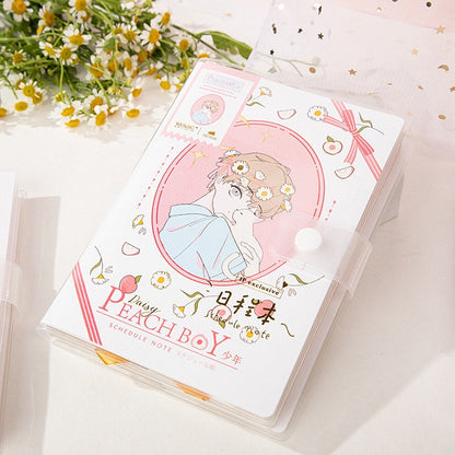 Peach Boy Notebook - 224 Pages A5 Buckle Notebooks with PVC cover - Bullet Journal - Planner To Do lis