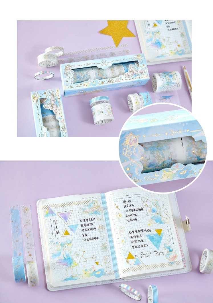 Mercury World Washi Tape Set - 8 Rolls Washi Tape for Bullet Journal and Planner- Christmas Gift - Birthday Gift - Craft and DIY