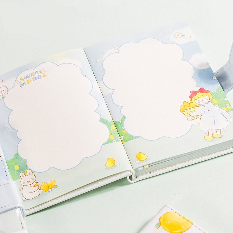 Lemon Girl Planner - Soft Leather Cover - A5 magnetic buckle Cute notebooks  - 228 Pages - Bullet Journal - no lines no dots