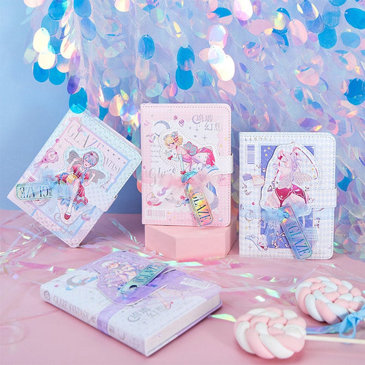 Milkglass Fantasy Planner - 224 Pages A5 magnetic buckle Pink notebooks with Soft Leather Cover - Bullet Journal DIY - Cute notebooks