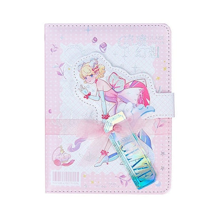 Milkglass Fantasy Planner - 224 Pages A5 magnetic buckle Pink notebooks with Soft Leather Cover - Bullet Journal DIY - Cute notebooks