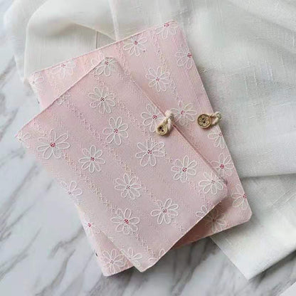 Embroid Sakura Notebook- 180 Pages Loose Leaf A5 Cloth Cover Buckle Journal - Flower Planner- Bullet Journal - Craft DIY Stationery