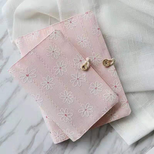 Embroid Sakura Notebook- 180 Pages Loose Leaf A5 Cloth Cover Buckle Journal - Flower Planner- Bullet Journal - Craft DIY Stationery